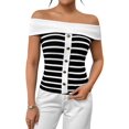 thumbnail image 3 of Womens Sweater Tops Summer Off Shoulder Sweaters Boat Neck Sleeveless Relaxed Fit Knitted Pullover Top White S, 3 of 9