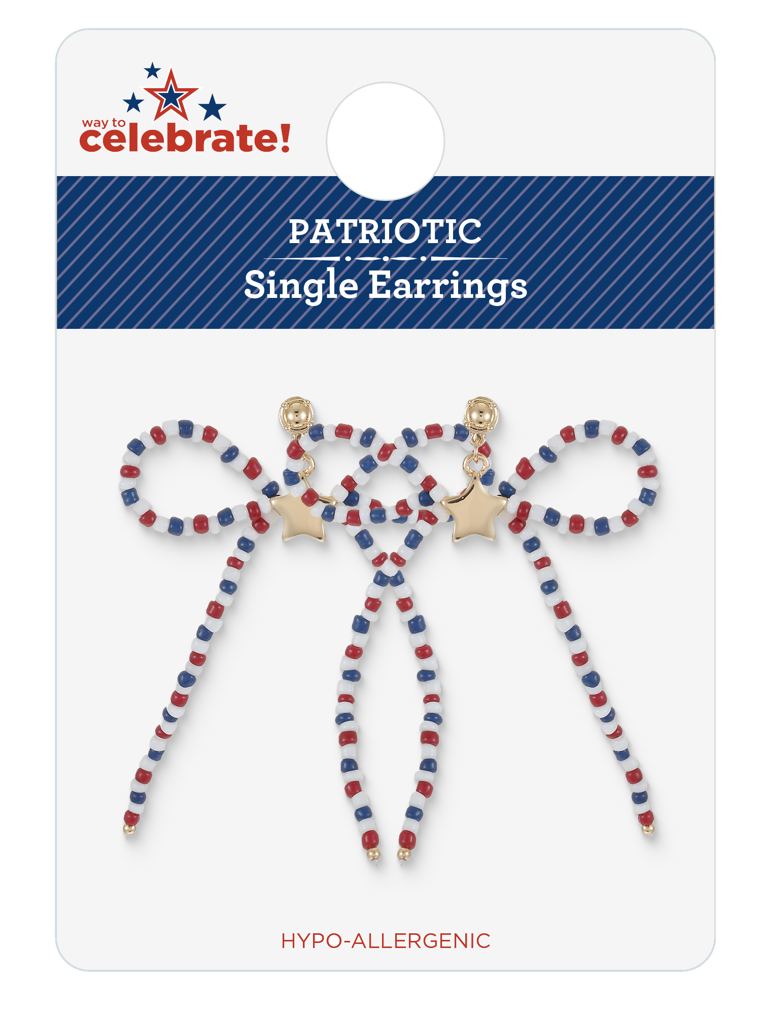 Way to Celebrate Americana Beaded Bow Earrings