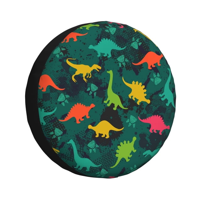 Fotbe Colorful Dinosaurs Funda de Llanta de Repuesto con Estampado, Engrosada, Ajuste Universal para Jeep, Remolque, RV, SUV, Camión-17 inch