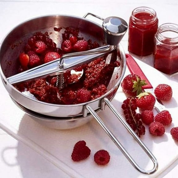 Puree Maker,Potato Masher,Steel Vegetable Fruits Grinder Tool,Pressing Mashing for Pumpkin,Food Mill,1 * Food Mill 3 * base,Silver