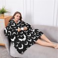 thumbnail image 5 of Oversized Wearable Blanket Hoodie,Black Halloween Bat Silhouettes Sherpa Blanket Hoodie with Super Pockets,Super Warm Fuzzy Pullover for Women & Men, 5 of 6