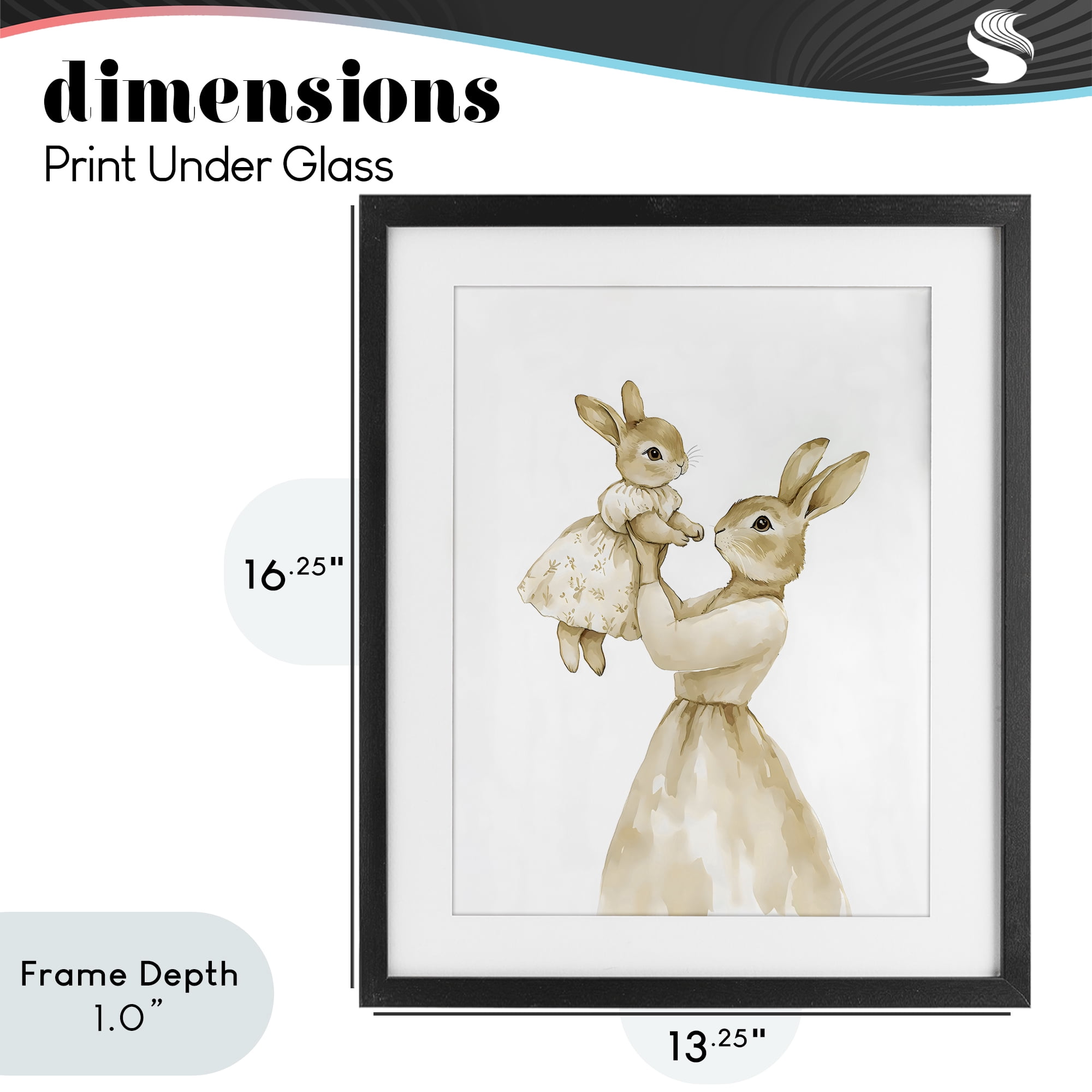 Stupell Industries Tender Mama Rabbit Black Framed Print Under Glass, design by Arlington Prints