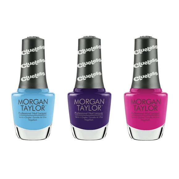Morgan Taylor Clueless Collection Nail Lacquer Polish Manicure 3 Color Set (Violet, Blue, Pink)