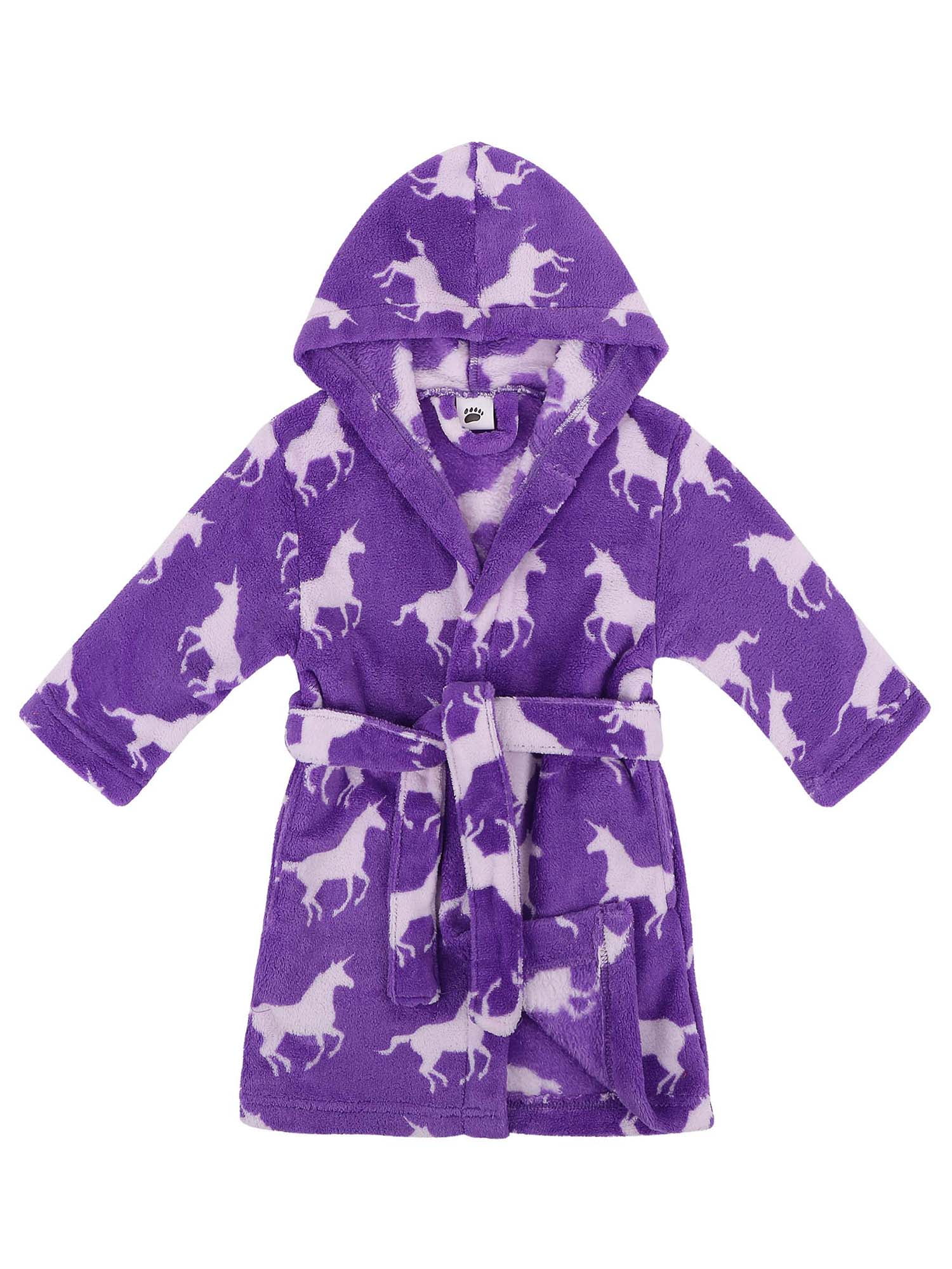 girls-robe-hooded-printed-fleece-bathrobe-w-side-pockets-unicorns-m