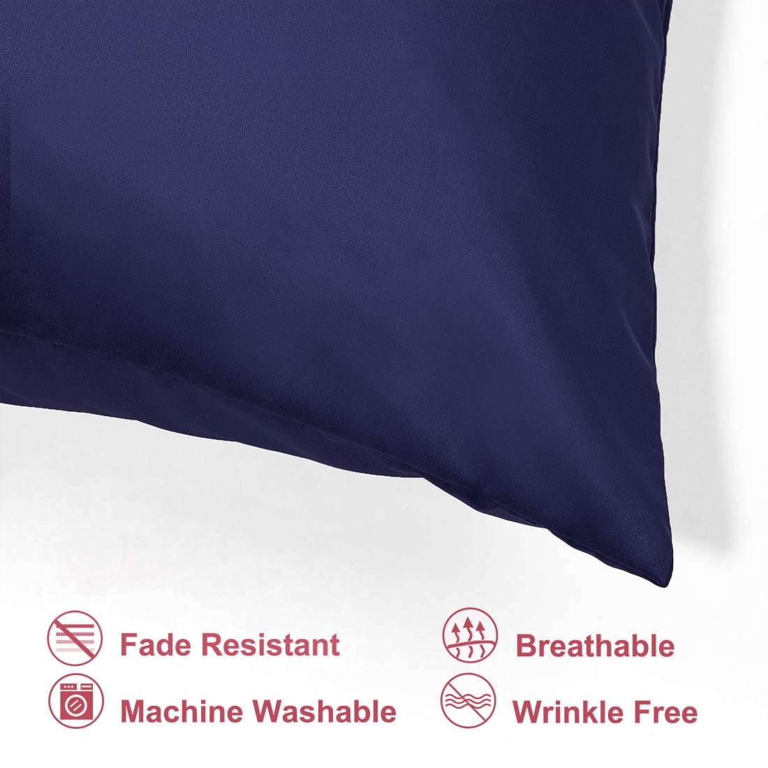Unique Bargains Pillow Covers Silky Satin Zipper Pillowcases Set of 2 Navy 21" x 31"