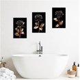 thumbnail image 2 of ZHONGYUTONG Rose Gold Wall Art Set of 3 Black and Gold Flower Painting Prints Red Rose Canvas Pictures Floral Bathroom Bedroom Home Decor Framed (12.00" x 16.00" x 3PCS), 2 of 4