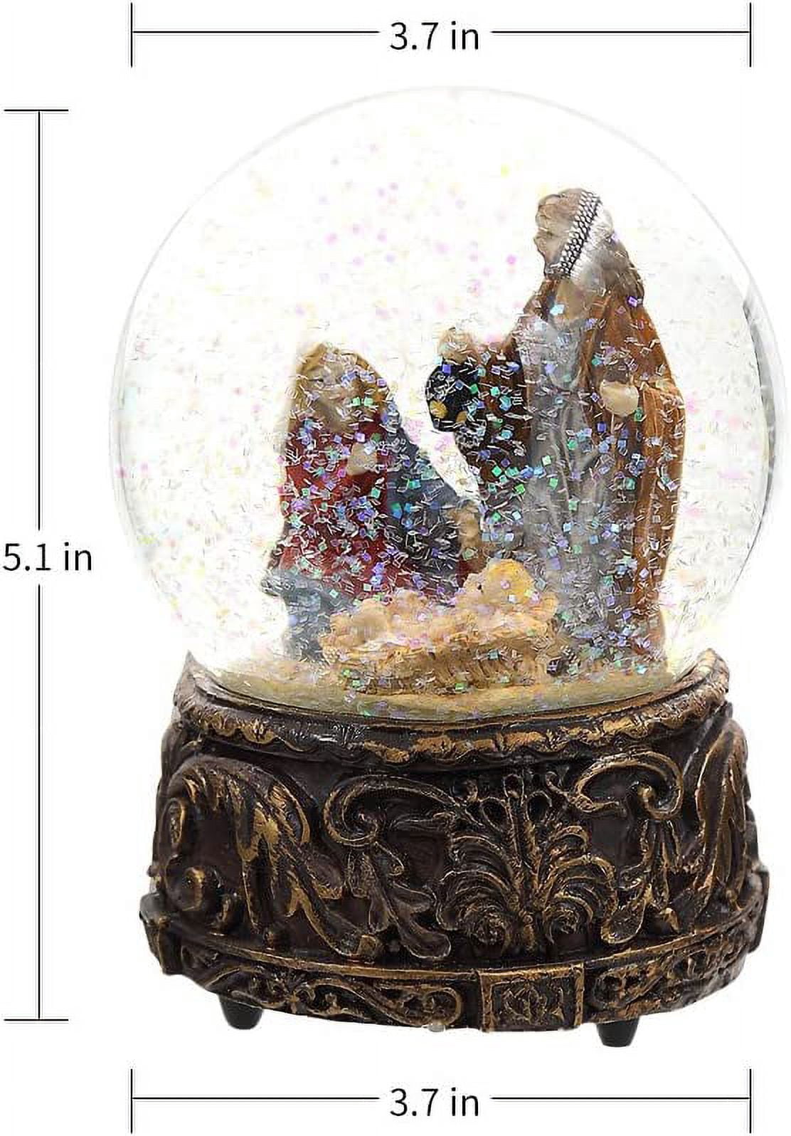 Silent Night Revolving Musical Nativity Snow Globe - 7-Inch Christmas Nativity Scene With Music