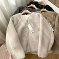 thumbnail image 4 of Inleife Women's Fleece Jackets Short Jacket V-Neck Versatile Long Sleeved Warm Zipper Jacket, 4 of 4