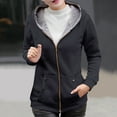 thumbnail image 2 of CFLVAEK Plus Size Womens Hoodies Winter Warm Fleece Lined Hoodie Sweatshirts Zip Up Solid Color Hooded Jackets Long Sleeve Coat with Pockets Black XXL, 2 of 7
