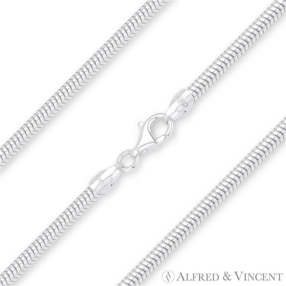 2.4mm Flexible Snake Link Italian Chain Anklet in .925 Sterling Silver