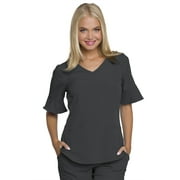 Heartsoul Break On Through Scrubs Top for Women, Mock Wrap, HS740, XS, Pewter
