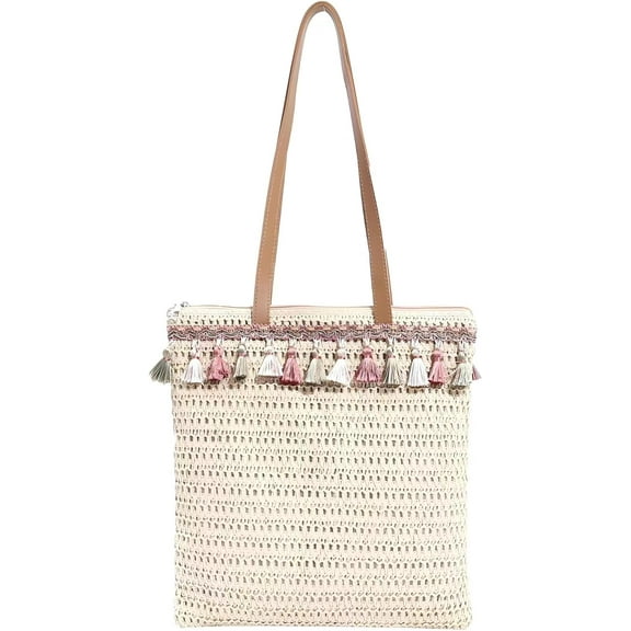Beach bag Straw Tote Bag for Women, Large Straw Shoulder Bag Summer Handwoven Bags Purse for Travel,Vacation