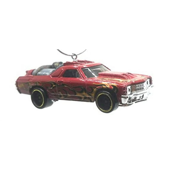 Christmas Ornament for 1971 Chevy El Camino Dark Red Flames