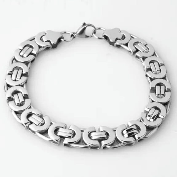 QQTDFG 6/8/11mm Fashion Men Women Stainless Steel Byzantine Chain Bracelet Bangle 7-11"-Silver-8mm-9 inches bracelet