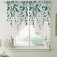 thumbnail image 2 of Teal Green Eucalyptus Swag Valances for Windows, Kitchen Window Curtains Over Sink, Farmhouse Weeping Leaves Linen Window Treatment Curtains for Living Room/Bedroom Curtains 2 Panel Sets 36"x45", 2 of 8