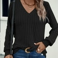 thumbnail image 7 of Womens V Neck Sweaters, Long Sleeve Pullover for Women Fall Fashion Loose Fit Ribbed Solid Color Thin Sweater S-2XL, 7 of 7