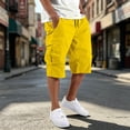 thumbnail image 2 of WERYOUNG Cargo Shorts For Men Solid Color Elastic Waist Casual Summer Athletic Shorts With Pockets For Outdoor Sports Versatile Bottoms L, 2 of 7