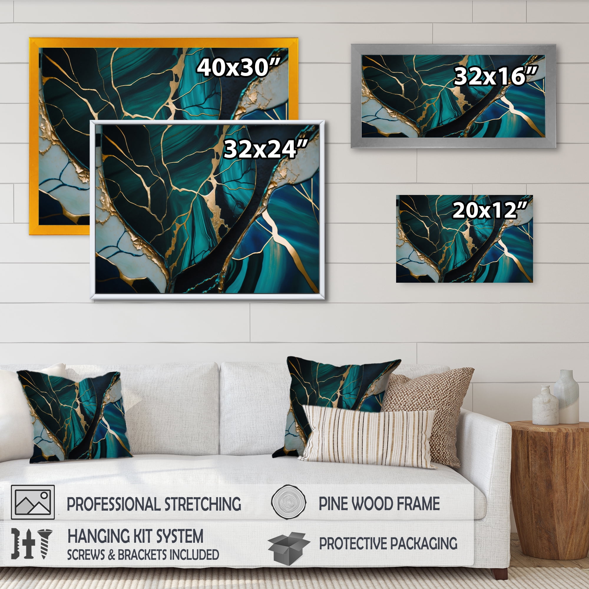 Designart Abstract Geode Green I Canvas Wall Art