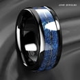 thumbnail image 3 of Tungsten Rings for Men Wedding Bands for Him Womens Wedding Bands for Her 8mm Arrow Dome Black Multidimensional Blue, 3 of 9