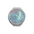 thumbnail image 1 of Blue Flower Paint Hand Compact Mirror Round Portable Pocket Glass, 1 of 3