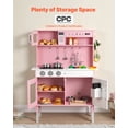 thumbnail image 6 of VEVOR Play Kitchen for Kids, Wooden, Kids Kitchen Playset with Real Lights & Sounds, Food & Cookware, Pretend Play Toy Set, Microwave, Oven, Clicking Knobs, for Toddlers, Girls & Boys Ages 3-8, Pink, 6 of 9