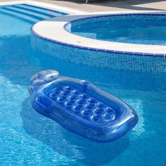 Swim Central 76" Wet or Dry Inflatable 1-Person Water or Swimming Pool Sun Lounge - Blue