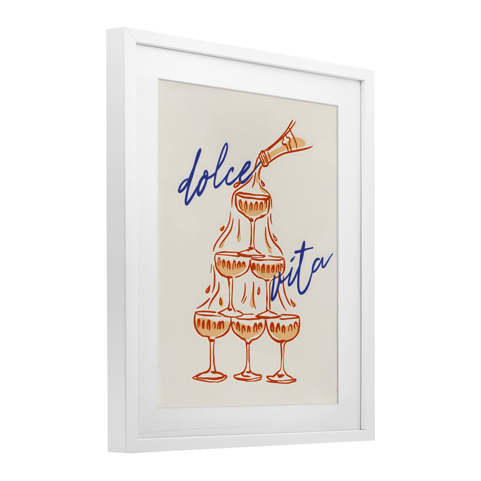 Stupell Industries Dolce Vita Champagne Tower White Framed Print Under Glass, design by The Prints Vibe