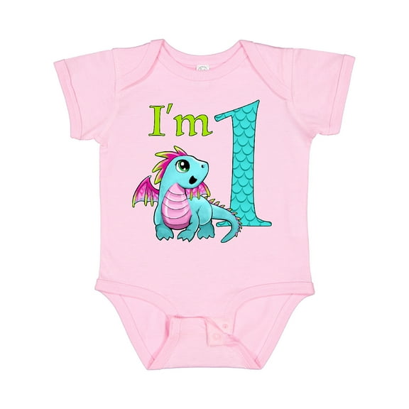 Inktastic Blue and Pink Baby Dragon First Birthday Boys or Girls Baby Bodysuit