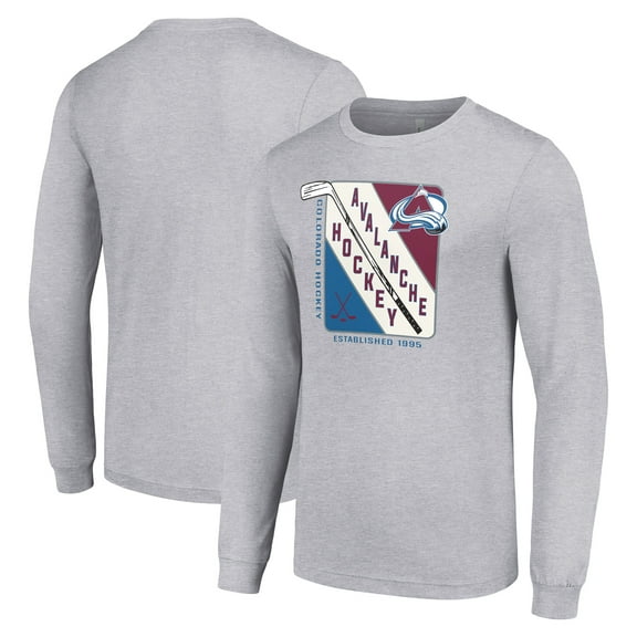 Men's Starter Heather Gray Colorado Avalanche Shield Long Sleeve Graphic T-Shirt
