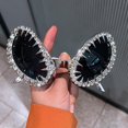 thumbnail image 3 of Jiibva Cyberpunk Alien Rhinestone Rivet Costume Glasses Novelty Punk Cosplay Eyewear Silver Grey, 3 of 7