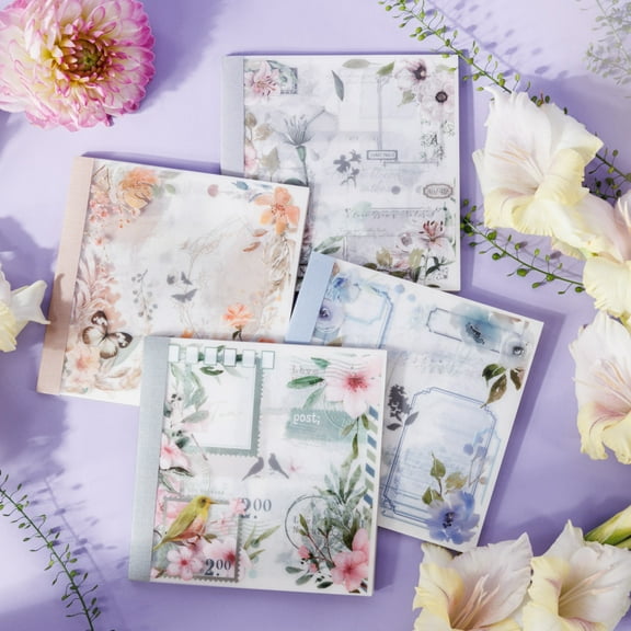 20 sheets/book PET material Four seasons flowers plant theme cover pre-cut DIY material sticker book
