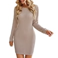 thumbnail image 4 of Vestido Ajustado De Punto, Corte De Elasticidad Media, Espalda Abierta, Informal, De Manga Larga, Ajustado, Tela Picada Para Fiesta, Para La Vida Diaria, Para Citas ANGGREK  Otros, 4 of 6