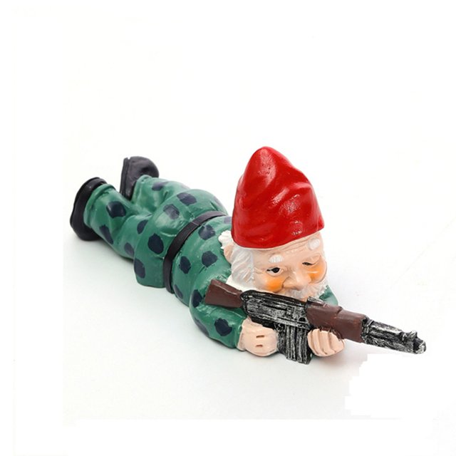 Fiudx Estatuas de Francotirador Enano, Adornos de Jardín Únicos, Artesanía de Resina Duradera, Decoración Paisajística Divertida, Regalo Perfecto para Amigos y Familiares, Tamaño de 4.3 Pulgadas, Ele