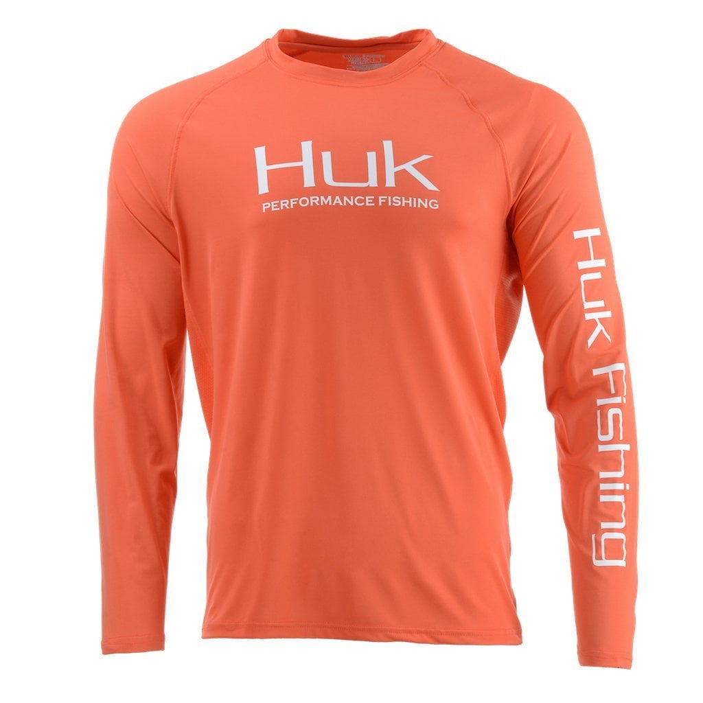 Huk - Huk Men's Pursuit Vented Long Sleeve Shirt H1200150 (Coral, Small ...