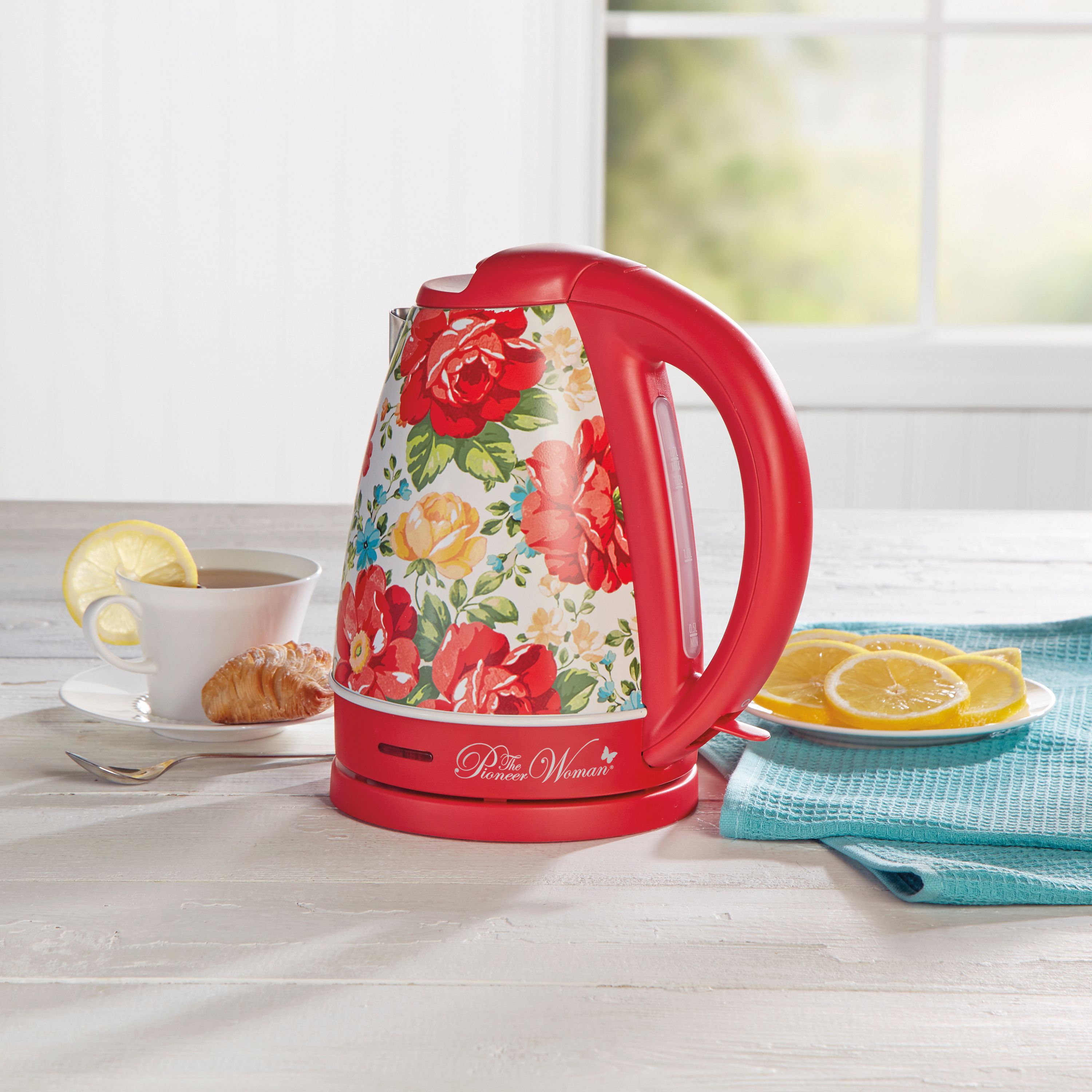 The Pioneer Woman Electric Kettle, Vintage Floral Red, 1.7-Liter, Model 40972 - image 3 of 10