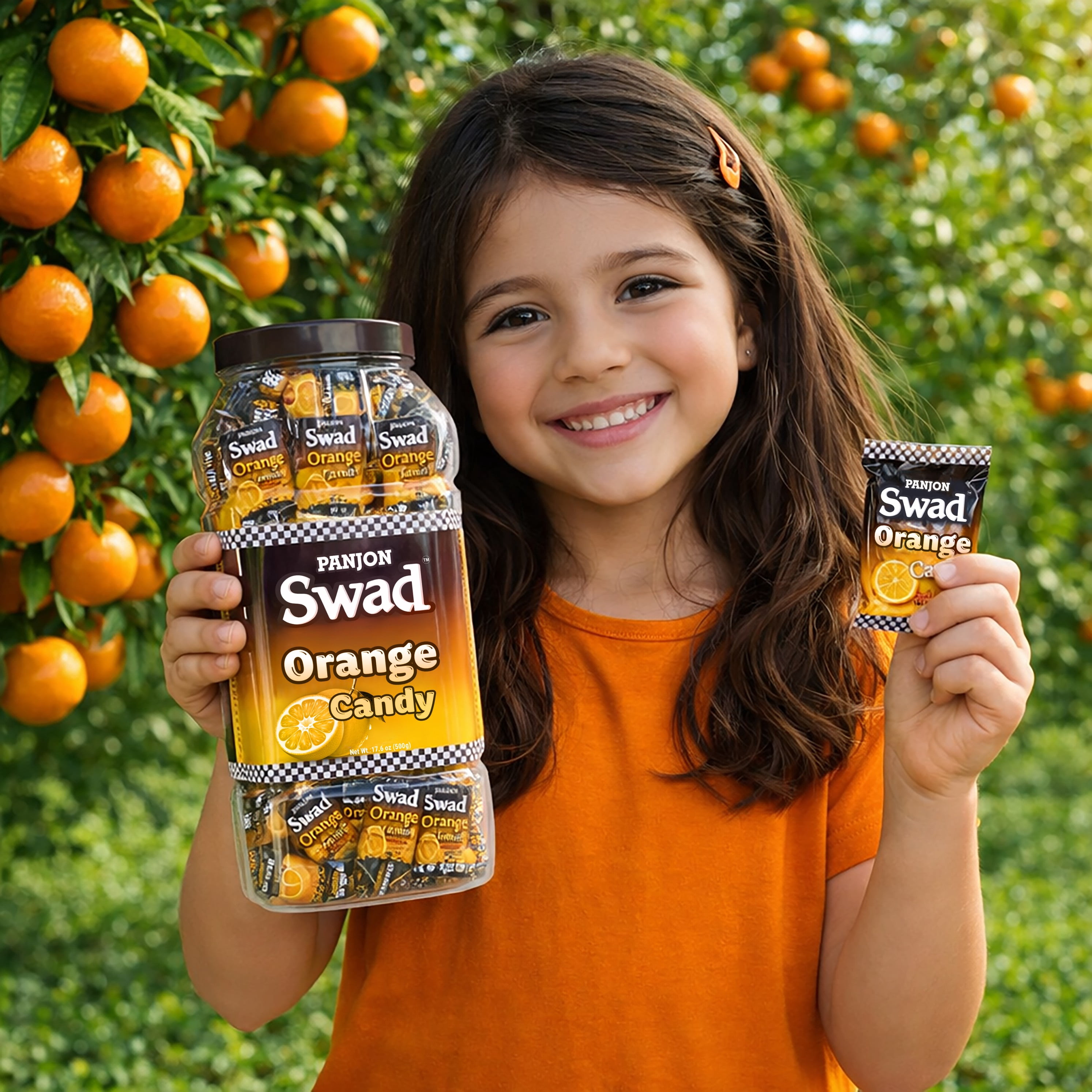 Panjon Swad Orange Vitamin C Candy 500g Jar – Sweet & Tangy Orange Flavor Hard Candy | Refreshing Citrus Treat
