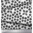 thumbnail image 3 of Soimoi Black polyester Crepe Fabric Geometrical Star Geometric Printed Fabric 1 Yard 52 Inch Wide, 3 of 5