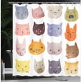 thumbnail image 4 of Ambesonne Animal Shower Curtain, Colorful Humor Fun Cat, 69"Wx70"L, Multicolor, 4 of 5
