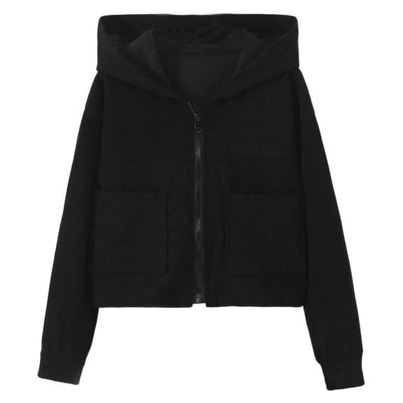 xaoyunyn Fall Lightweight Coats for Girls Casual Trendy Comfy Solid Color Long Sleeve Hooded Jacket with Pockets