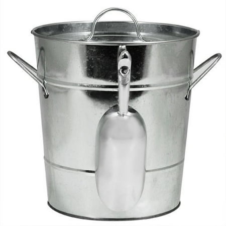 Ice Bucket Large, Insulated Galvanized Metal Ice Scoop Wine Ice Buckets (Best Insulated Ice Bucket)