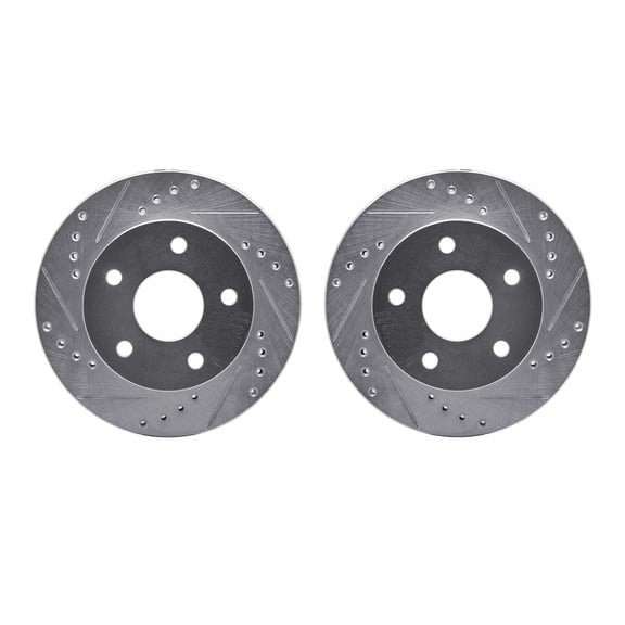 Dynamic Friction Company Front Brake Rotors-Drilled and Slotted-Silver 7002-54002