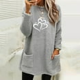 thumbnail image 2 of lcziwo Womens Fuzzy Fleece Sweatshirt Cute Heart Graphic Long Sleeve Crewneck Sherpa Pullover Loose Comfy Loungewear Thermal Tops with Pockets Sales of Today Prime Gray L, 2 of 5