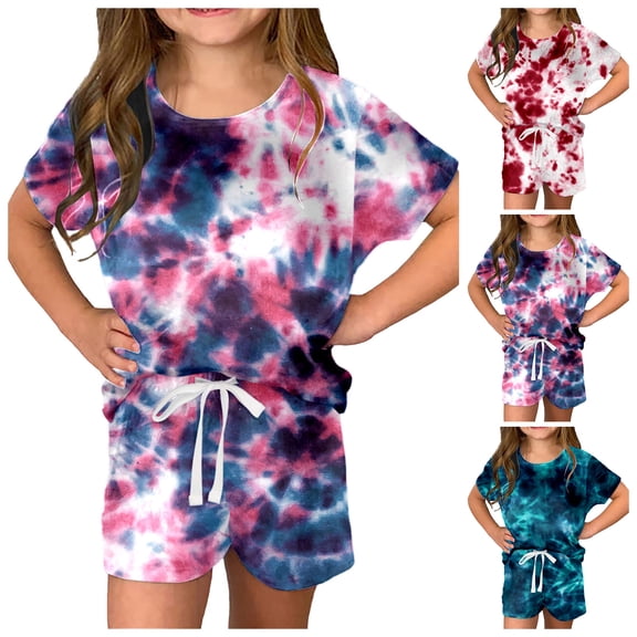 RTKFRFLM Big Girls 2-Piece Summer Set Short Sleeve Graphic Print T-Shirt and Matching Shorts Trendy Casual Fashionable Outfits and Playwear for Little and Big Girls Clothing