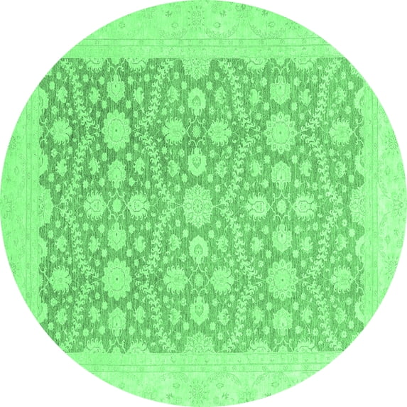 Ahgly Company Indoor Round Oriental Emerald Green Traditional Area Rugs, 5' Round