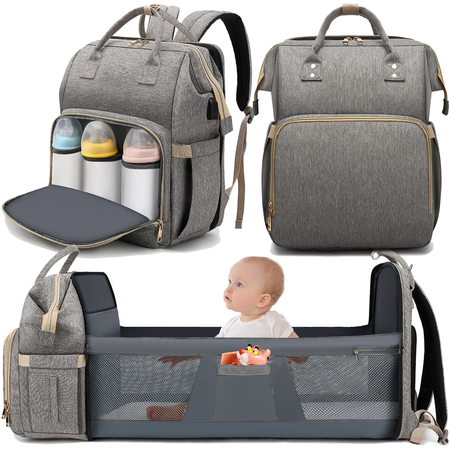 DEBUG Baby Diaper Bag with Changing Station, Baby Shower Gifts - 30L ...