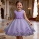 thumbnail image 2 of Vestido de Invitado de Boda Floral Azul Princesa Bordado con Perlas Vestido Formal de las Niñas con Falda de Línea a Vestido de Invitado de Boda Formal de Verano, 2 of 7