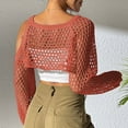 thumbnail image 6 of UJNDER Cropped Ribbed Knit Cardigan Sweater for Women Cutout Detail Fall Wear Brick Red One Size, 6 of 6