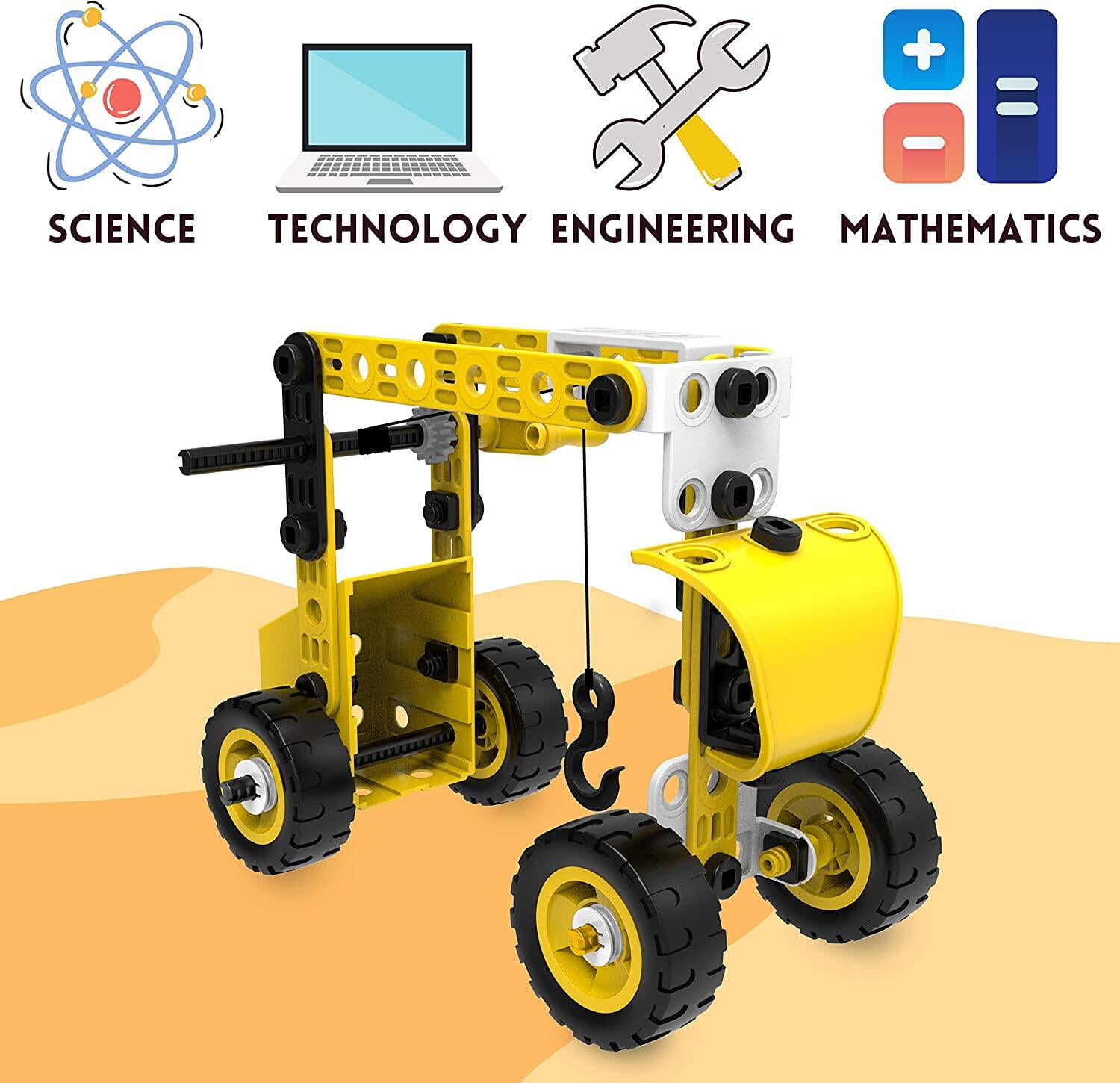 STEM Toys Kids Building Toys – 100 Piece 8-in-1 DIY Learning Construction Toy, Best Educational Kids Building Toys for Boys and Girls Mechanical Engineering Set Gifts for Ages 5 6 7 8 9 + Years Old