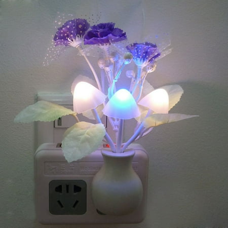 

Elenxs 2PCS Creative Dream Wall Lamp Mushroom LED Night Light Inductive Plug in Electric Lamp