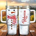thumbnail image 2 of Personalized Snowman Tumbler 40oz with Handle and Straw Stainless Steel Customized Name Double Wall Vacuum Insulated Tumblers Travel Coffee Mug Christmas Gift For Kid Boy Girl Family, 2 of 6